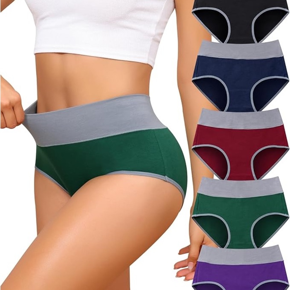 NWT Aijolen Women's High Waist Cotton Underwear Full Coverage Briefs